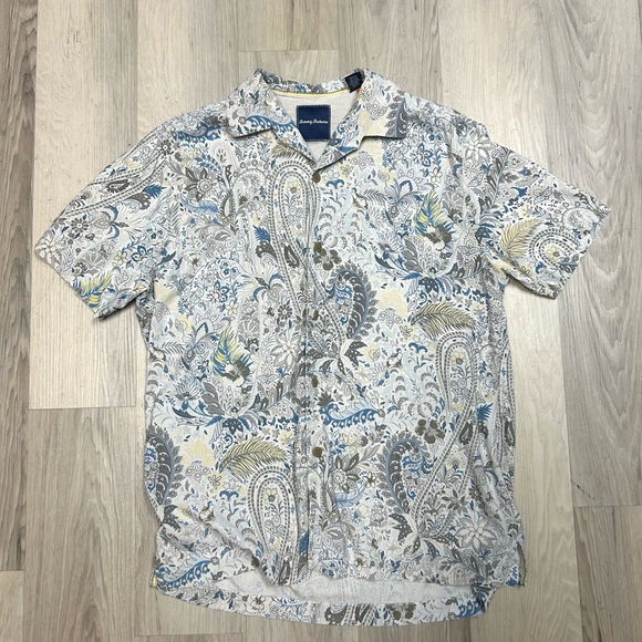 Tommy Bahama Shirt Mens M 100% Silk Floral Paisley Print Camp Beach Hawaiian - Picture 2 of 11